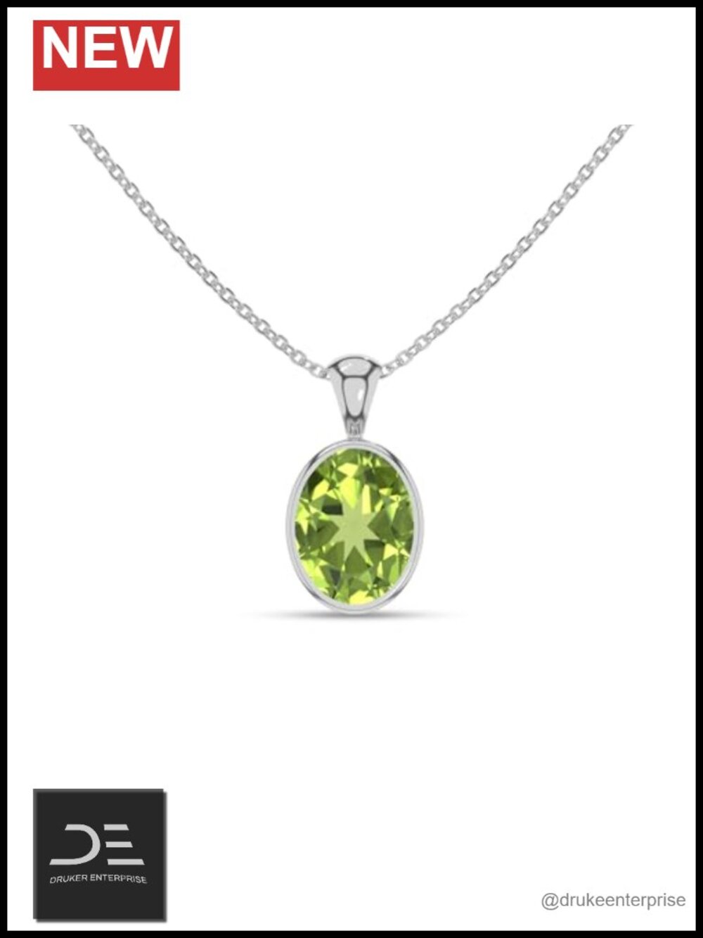 Natural Peridot Pendant Necklace Sterling Silver 18" Fine Jewelry Gift